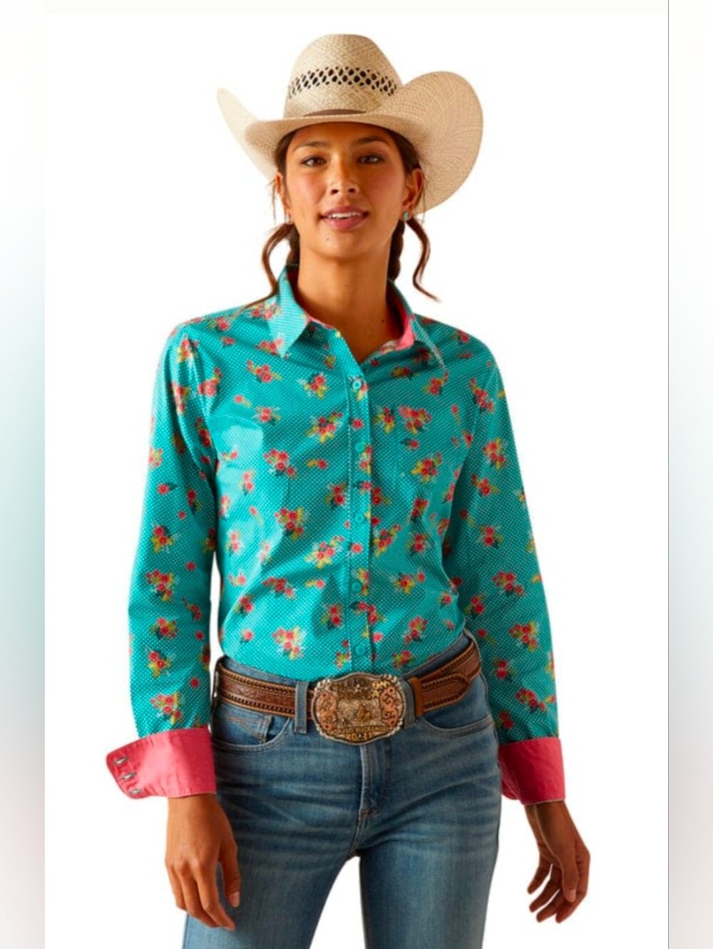 Ariat Women's Kirby Esmerelda Print Wrinkle Resist Stretch Shirt Sz.S